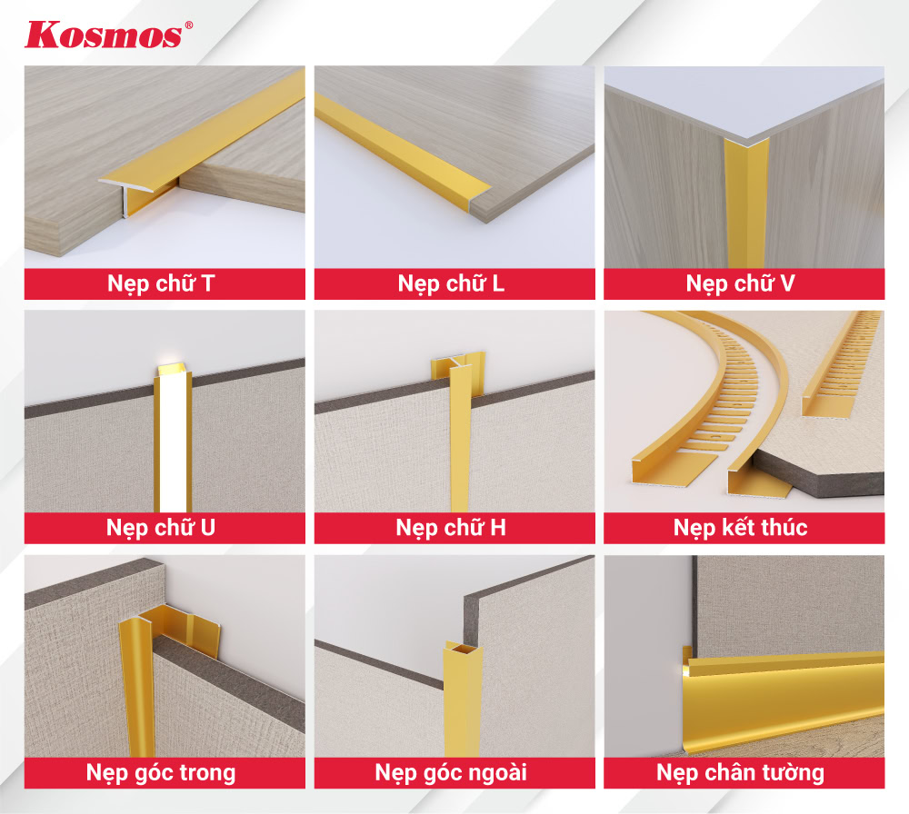 Các loại nẹp nhôm trang trí