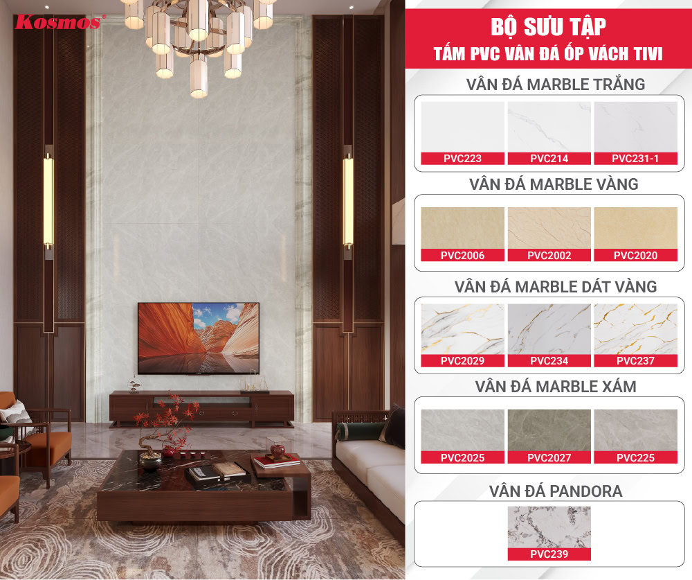 Các mẫu tấm PVC vân đá ốp vách tivi đẹp mắt Các mẫu tấm PVC vân đá ốp vách tivi đẹp mắt