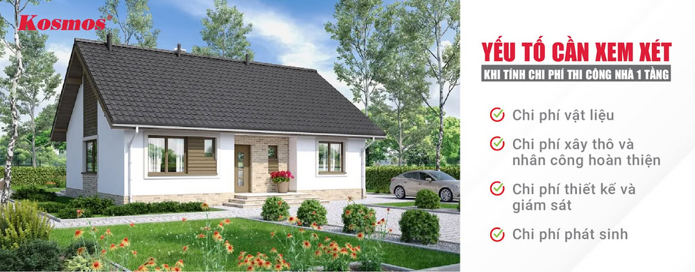 Cần tính toán chi phí trước khi quyết định thi công nhà 1 tầng