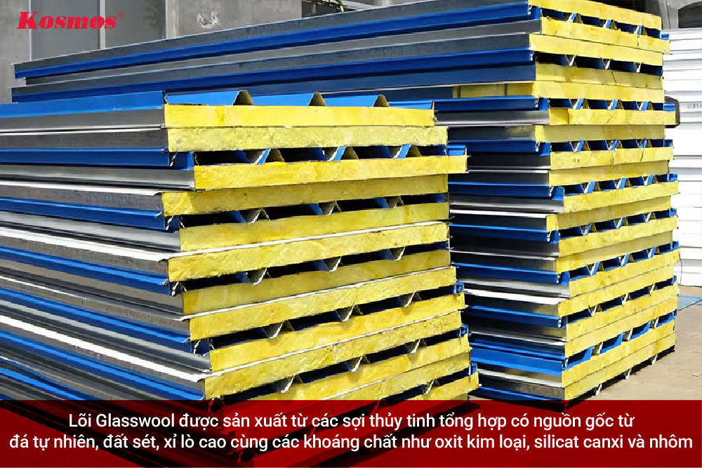 Cấu tạo lõi Glasswool của tấm Panel vách ngăn