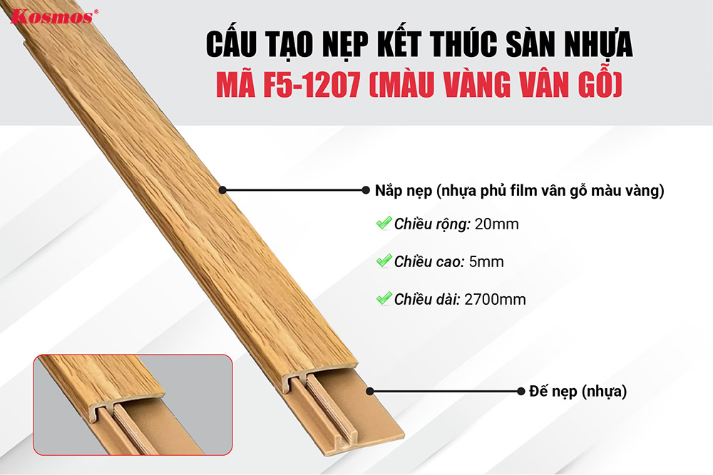 Cấu tạo nẹp kết thúc sàn nhựa mã F5-1207 Cấu tạo nẹp kết thúc sàn nhựa mã F5-1207
