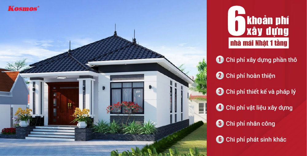 Chi phí xây nhà cấp 4 mái Nhật gồm 6 khoản phí chính