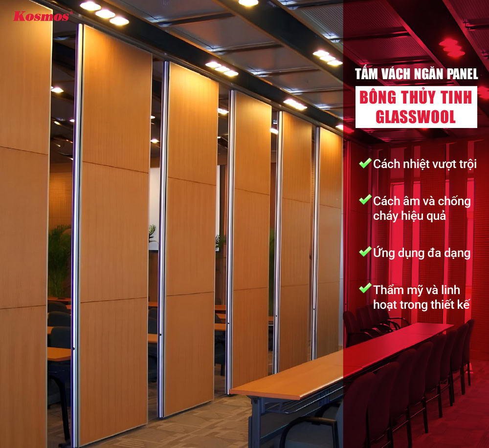 Đặc điểm và ưu thế vượt trội của vách ngăn Panel Glasswool