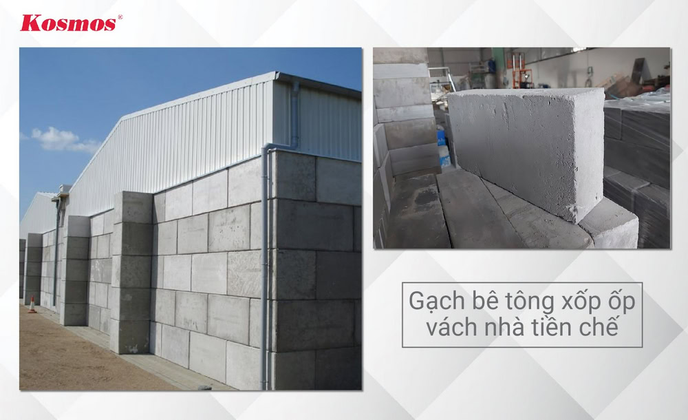 Gạch bê tông xốp ốp vách nhà tiền chế Gạch bê tông xốp ốp vách nhà tiền chế
