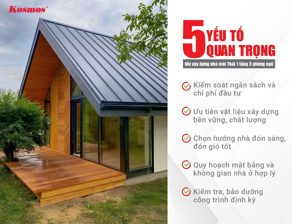 Gia chủ cần cân nhắc 5 yếu tố khi thi công nhà mái Thái 1 tầng 3 phòng ngủ Gia chủ cần cân nhắc 5 yếu tố khi thi công nhà mái Thái 1 tầng 3 phòng ngủ