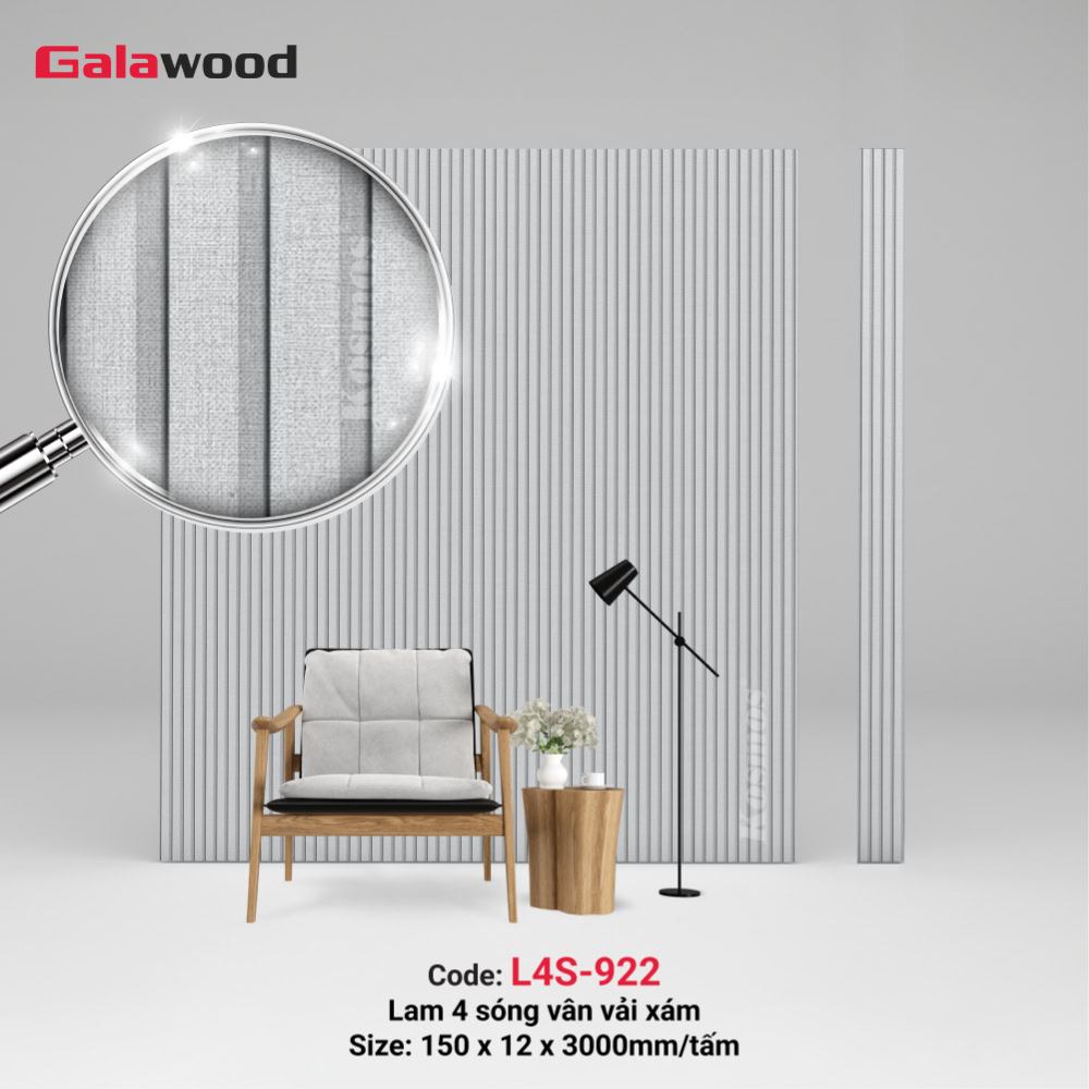 Lam 4 sóng Galawood L4S-922 vân vải xám