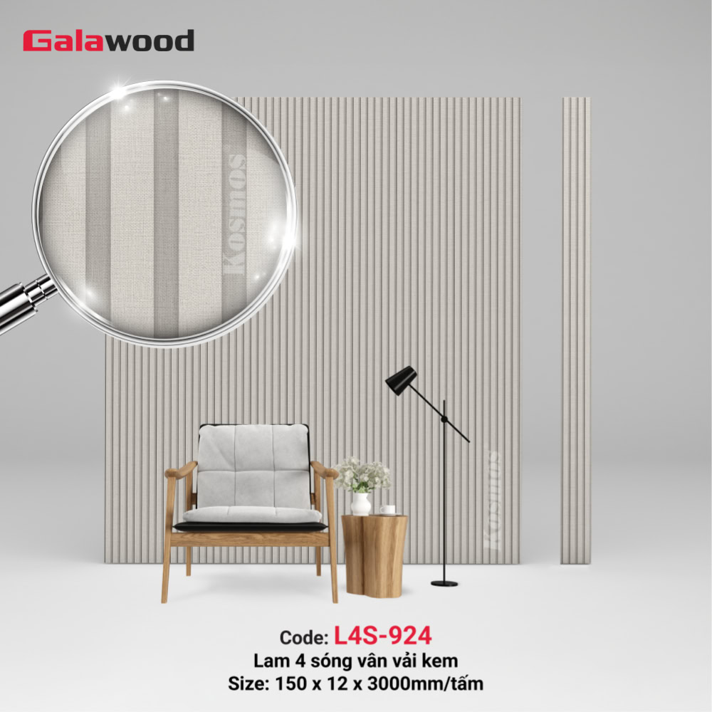Lam 4 sóng Galawood L4S-924 vân vải kem