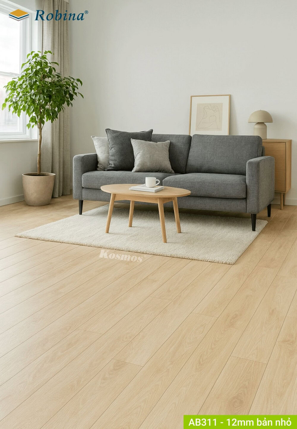 Hình ứng dụng sàn gỗ Robina 12mm bản nhỏ mã AB311