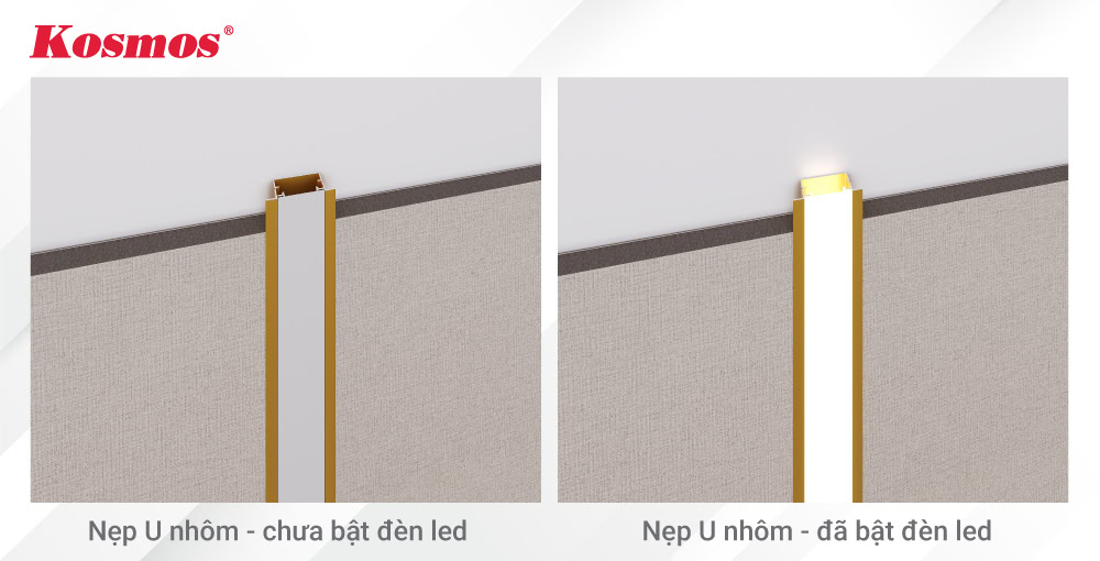 Nẹp U nhôm có tác dụng trang trí các khe nối, tạo điểm nhấn hiện đại