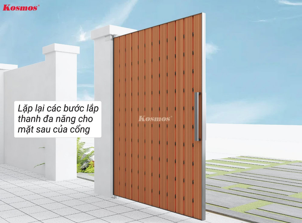 Lặp lại các bước lắp tấm ốp tương tự với mặt sau của cổng
