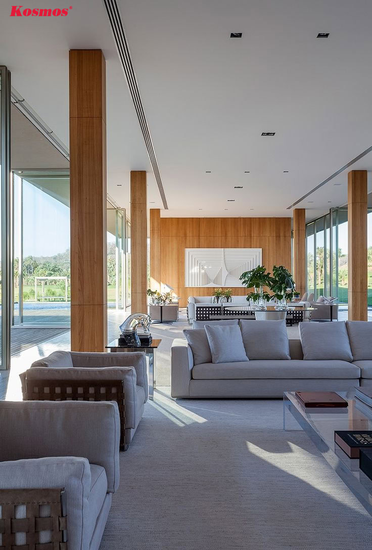 Mẫu cột gỗ vuông cho không gian hiện đại