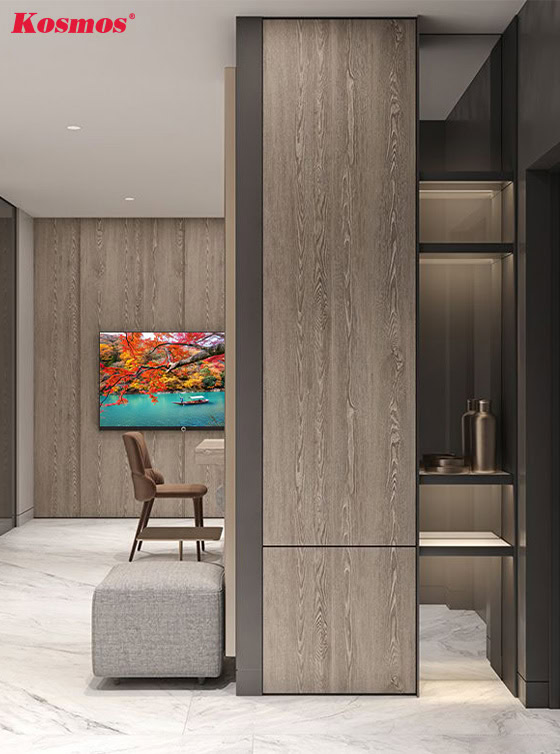 Mẫu cột nhà ốp nhựa giả gỗ màu xám