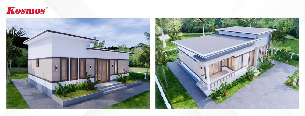 Mẫu nhà cấp 4 mái bằng trẻ trung, hiện đại