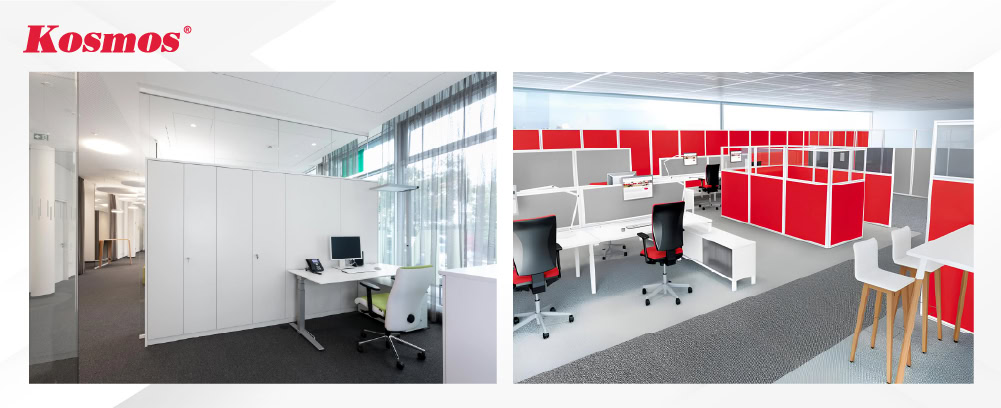 Mẫu văn phòng làm việc ngăn không gian bằng tấm aluminium