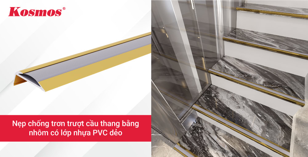 Nẹp chống trơn trượt cầu thang bằng nhôm