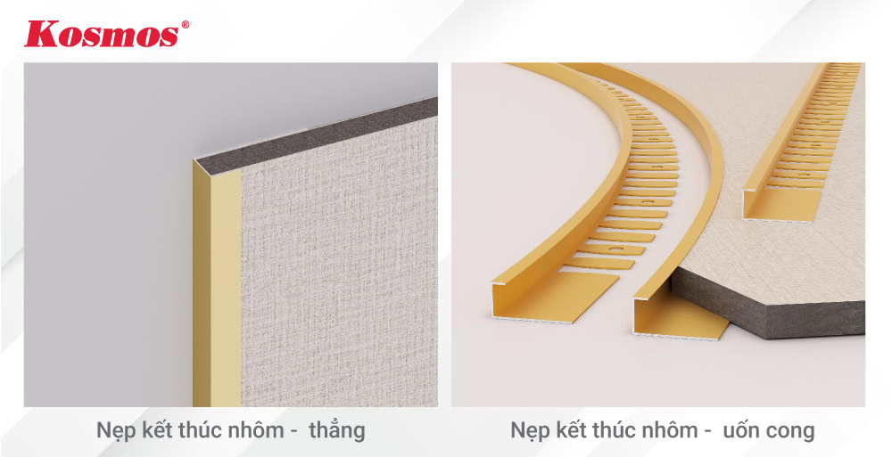 Nẹp kết thúc nhôm là phụ kiện được sử dụng để che phủ và bảo vệ các cạnh tấm ốp