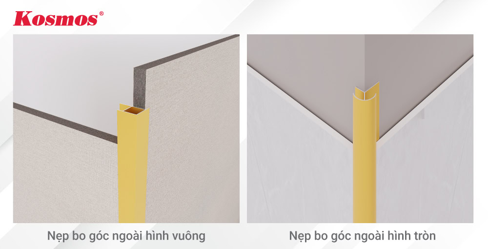Nẹp nhôm bo góc ngoài dùng để trang trí và bảo vệ