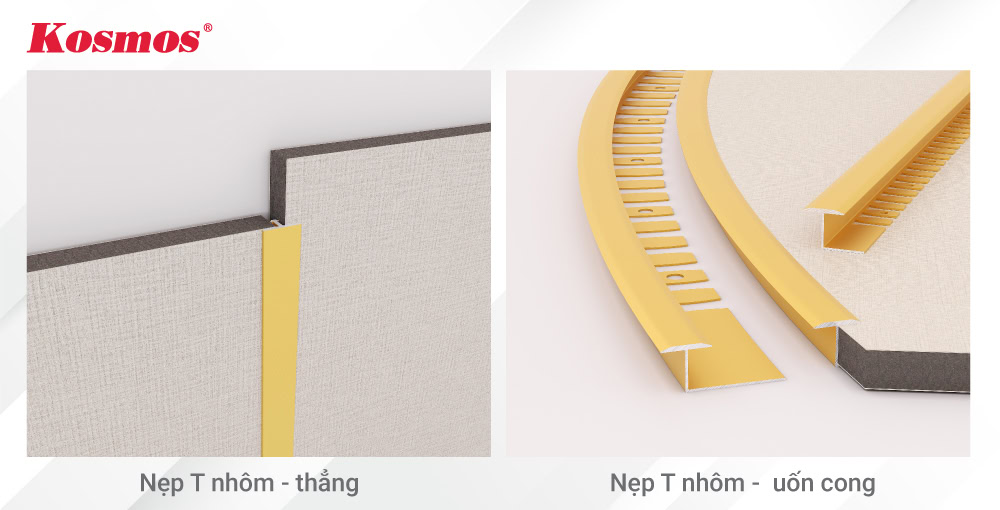 Nẹp T nhôm tấm ốp than tre có loại thẳng và uốn