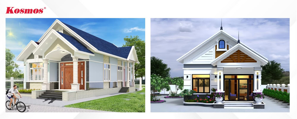 Nhà 1 tầng với mái Thái có độ lớn, giúp thoát nước nhanh