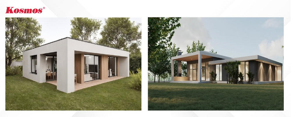 Phong cách kiến trúc nhà 1 tầng hiện đại với nhiều mặt phẳng