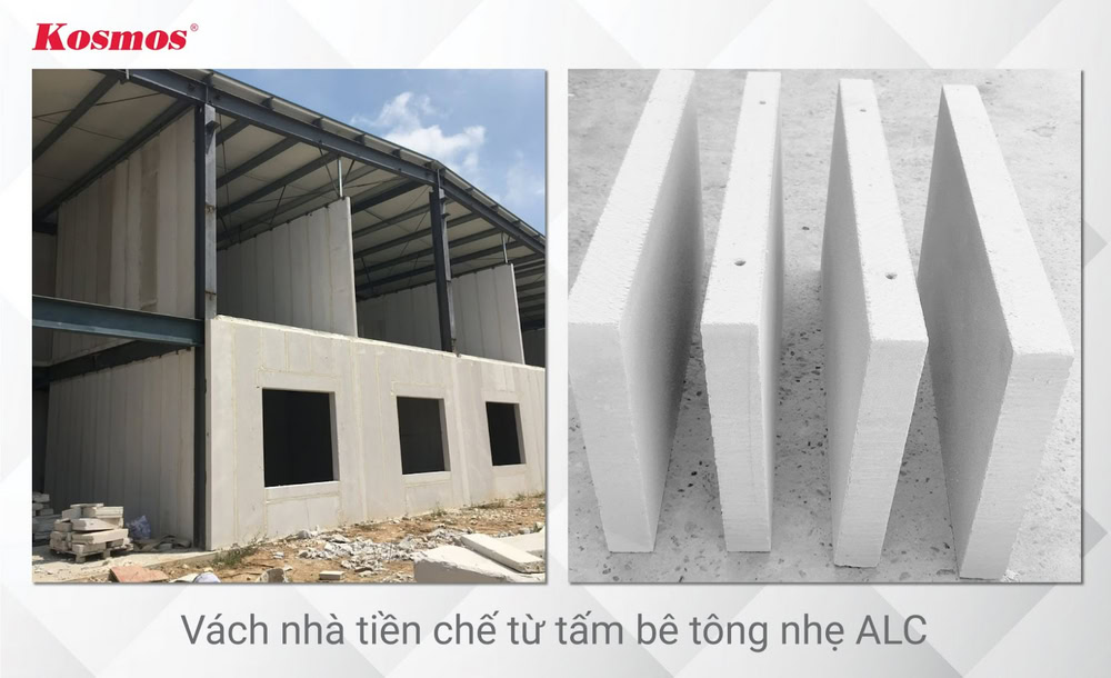 Tấm bê tông nhẹ ALC làm vách nhà tiền chế Tấm bê tông nhẹ ALC làm vách nhà tiền chế