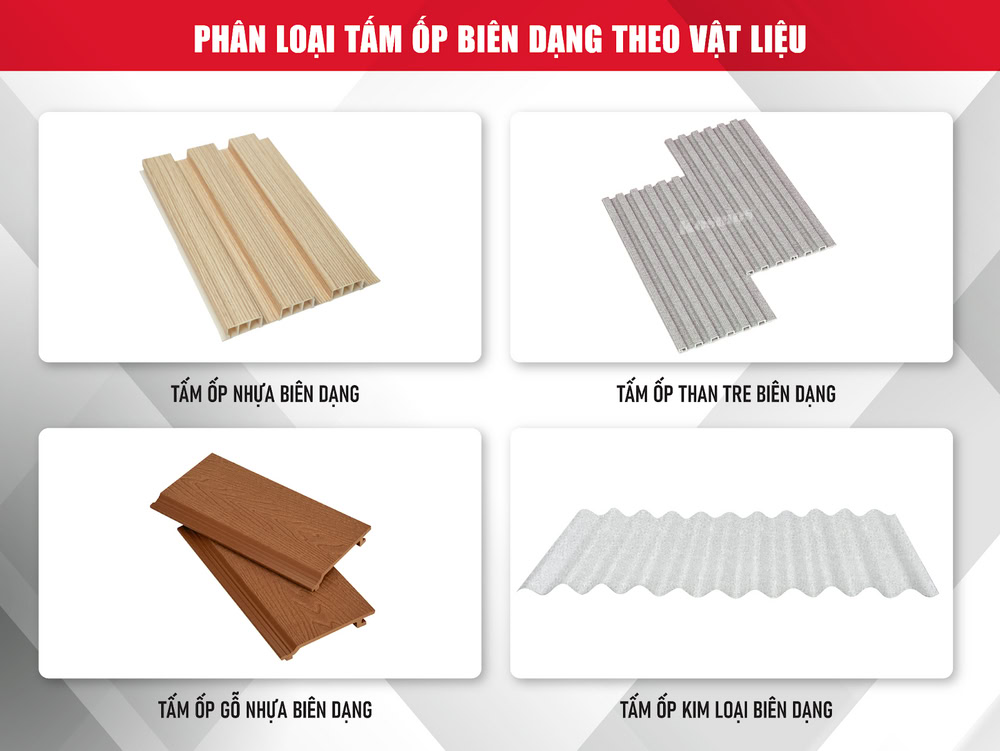 Tấm ốp biên dạng được làm từ nhiều loại vật liệu