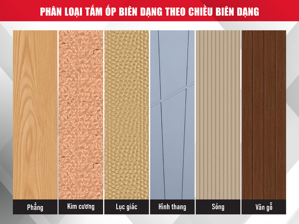 Tấm ốp có đa dạng về kiểu dáng và hoa văn