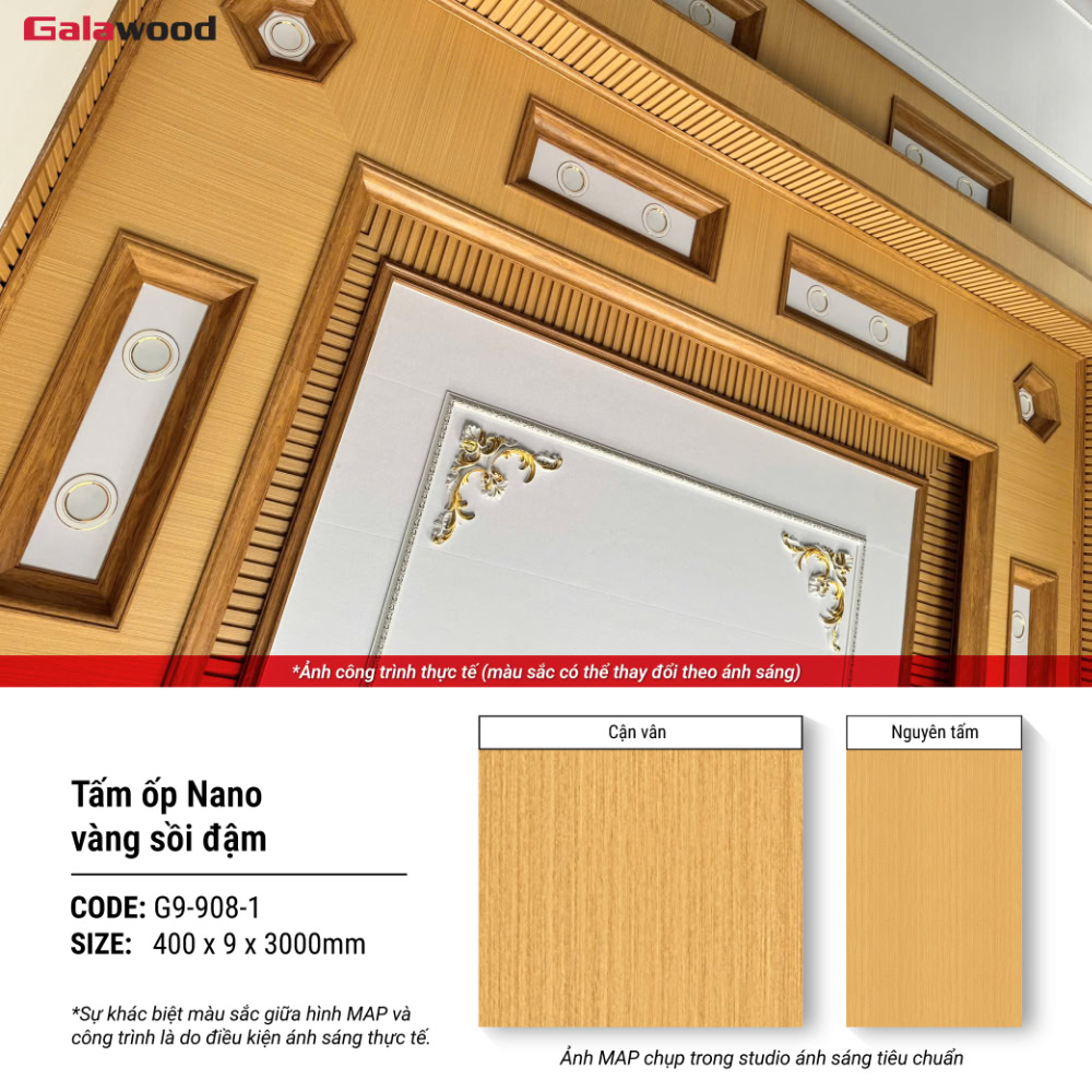 Tấm nhựa Nano Galawood G9-908-1 nâng cao thẩm mỹ không gian nội thất Tấm nhựa Nano Galawood G9-908-1 nâng cao thẩm mỹ không gian nội thất