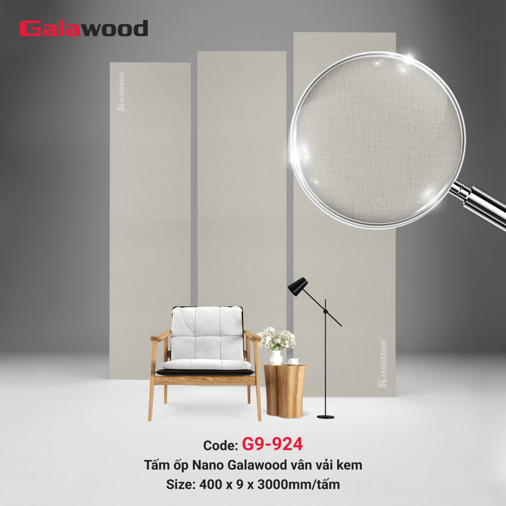 Tấm ốp Nano Galawood G9-924 vân vải kem