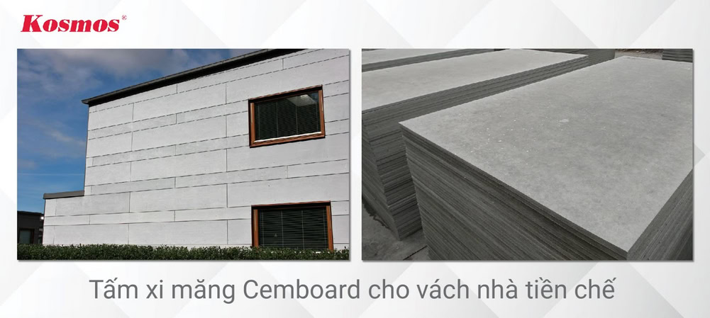 Tấm xi măng Cemboard cho vách nhà tiền chế Tấm xi măng Cemboard cho vách nhà tiền chế