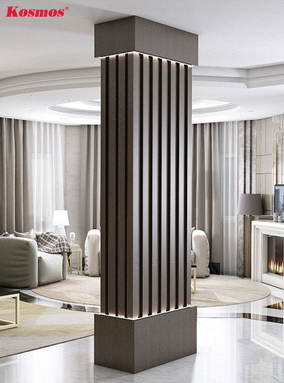 Tạo điểm nhấn cột nhà từ tấm lam sóng kết hợp đèn led