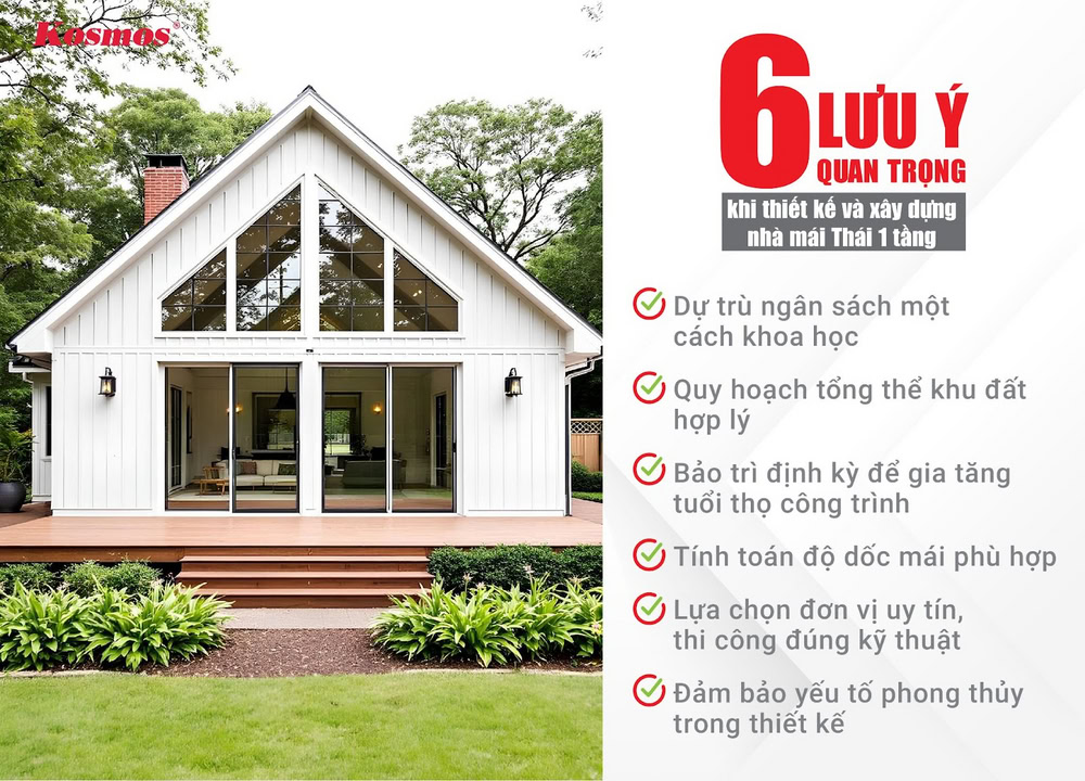 Thiết kế biệt thự mái Thái 1 tầng cần cân nhắc 6 yếu tố quan trọng Thiết kế biệt thự mái Thái 1 tầng cần cân nhắc 6 yếu tố quan trọng