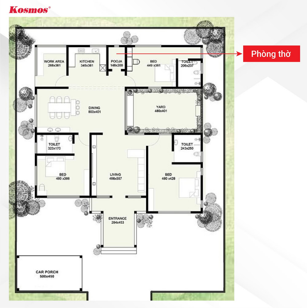 Thiết kế nhà mái Thái 3 phòng ngủ, 1 phòng thờ đẹp mắt Thiết kế nhà mái Thái 3 phòng ngủ, 1 phòng thờ đẹp mắt