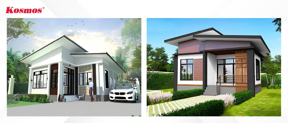 Thiết kế nhà ở 1 tầng sở hữu mái lệch ấn tượng, hiện đại