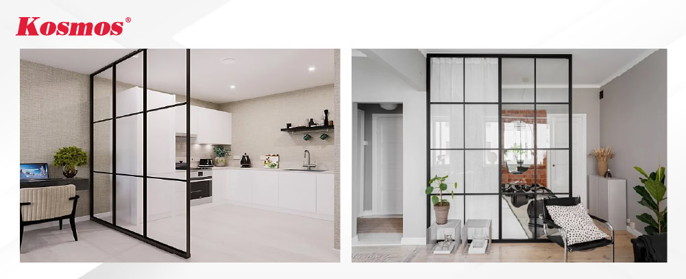 Thiết kế vách ngăn nhôm nhựa composite kết hợp kính cường lực