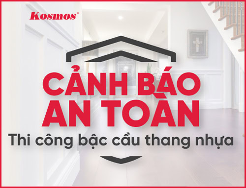 Cảnh báo an toàn thi công bậc cầu thang nhựa