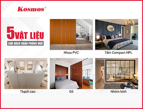 Top 5 vật liệu làm vách ngăn phòng ngủ đẹp, an toàn, kín 2025