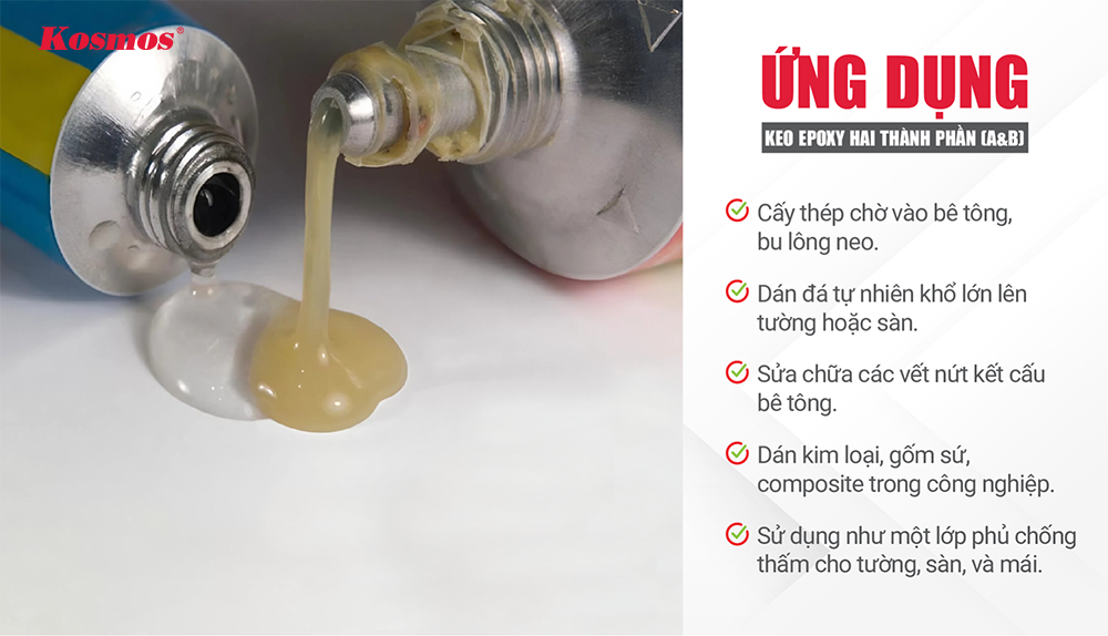 Keo epoxy hai thành phần (AB) dùng được cho mối nối chịu lực lớn