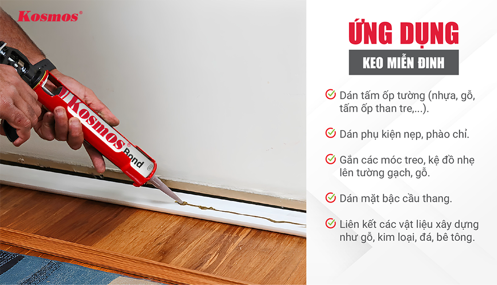 Keo miễn đinh là chất kết dính cho hạng mục thi công vừa và nhẹ