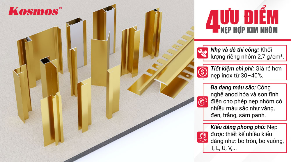 Ưu điểm nẹp hợp kim nhôm