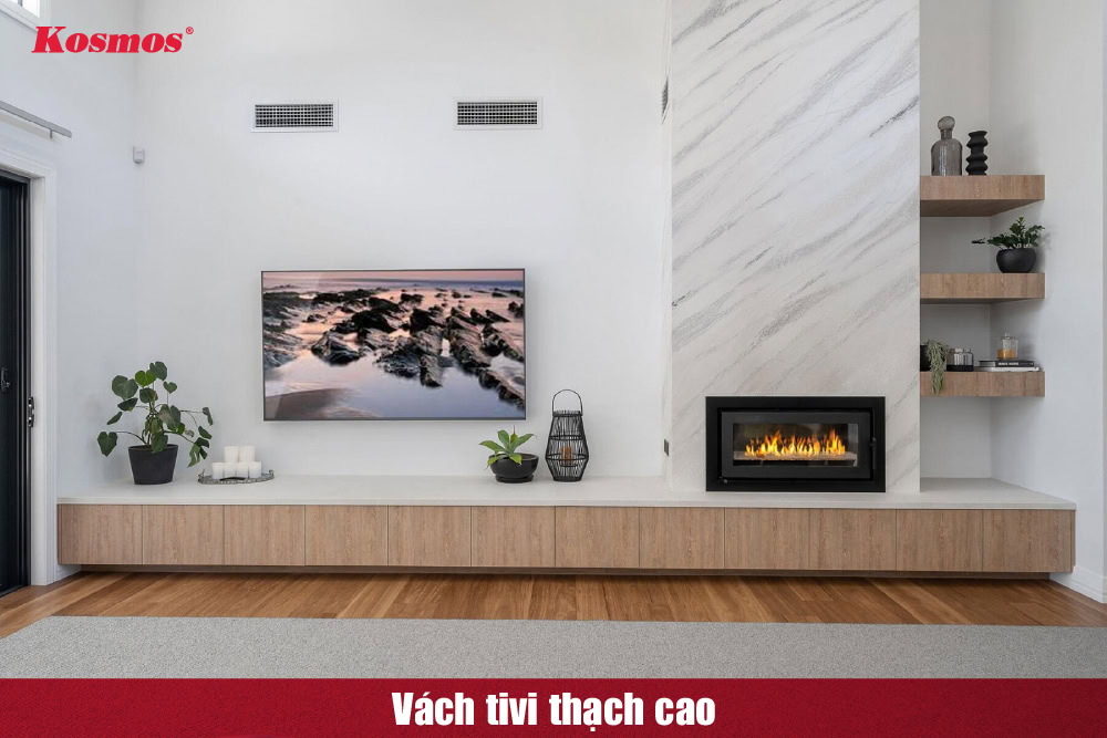 Vách tivi thạch cao là giải pháp ốp khu vực tivi bằng các tấm thạch cao