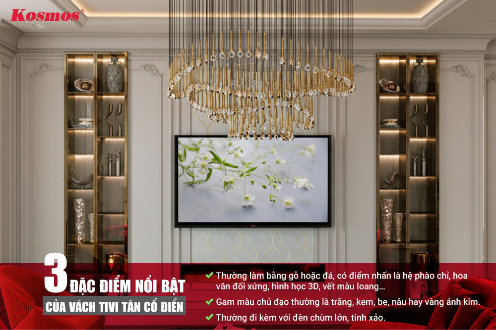 3 điểm đặc trưng nhất của vách tivi tân cổ điển