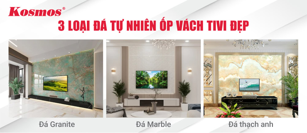 3 loại đá tự nhiên phổ biến thường dùng trong ốp vách tivi