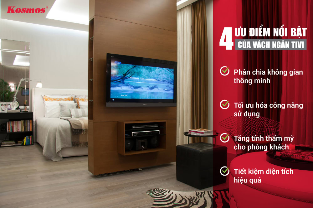 4 lợi ích chính khi sử dụng vách tivi ngăn phòng khách