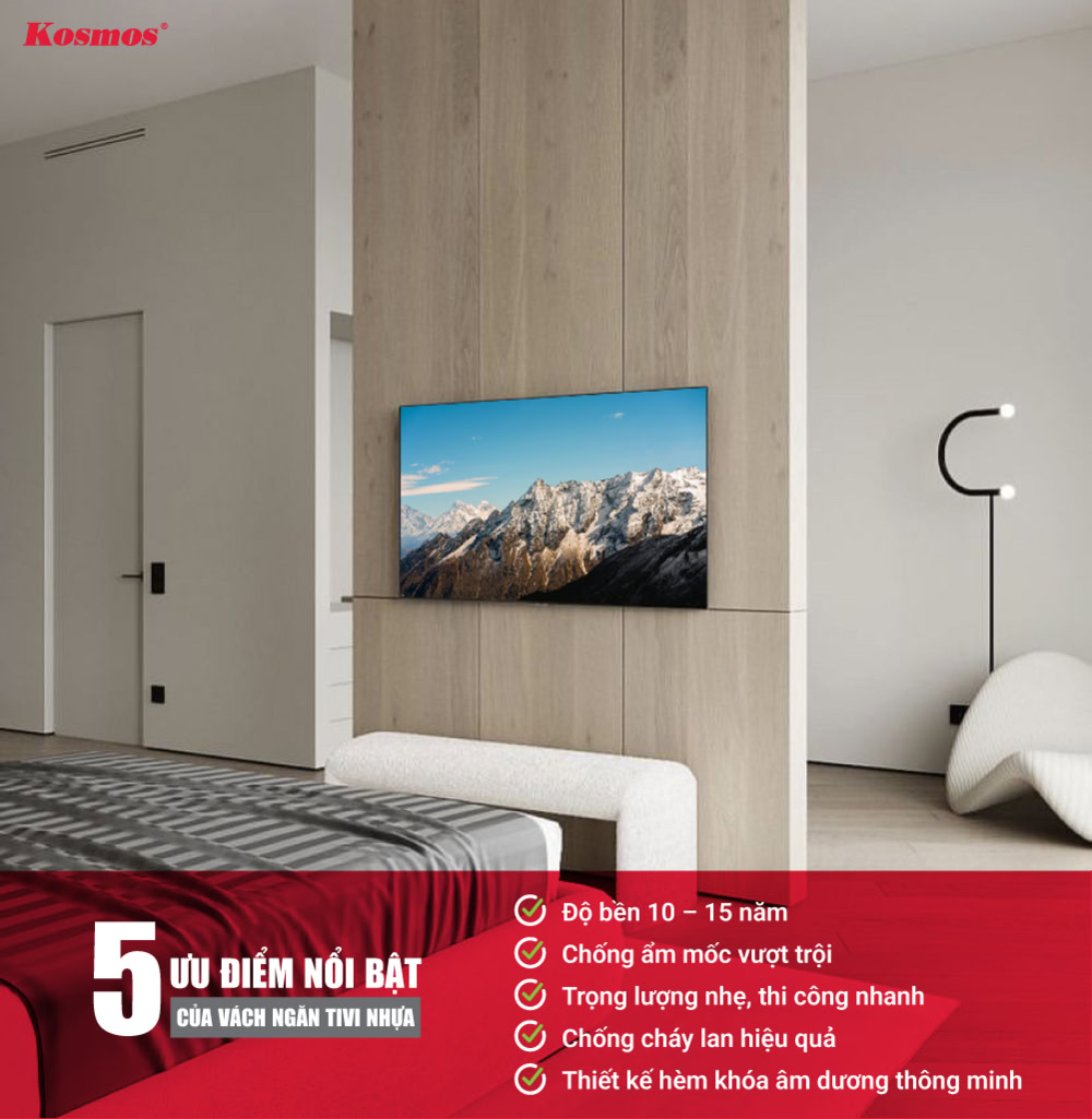 5 lợi ích khi sử dụng vách ngăn tivi nhựa PVC