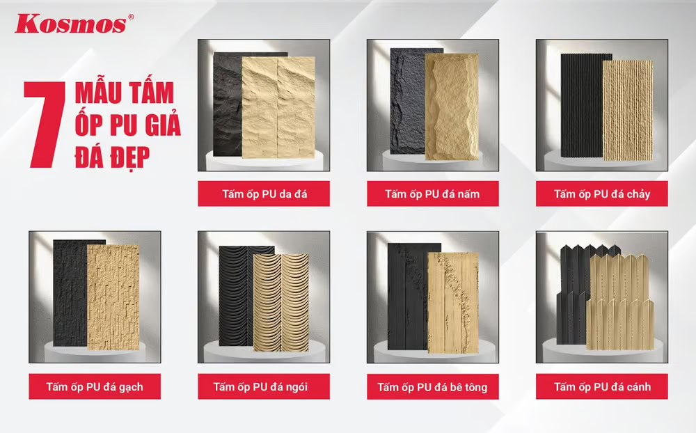 7 mẫu tấm ốp pu giả đá đẹp 7 mẫu tấm ốp pu giả đá đẹp