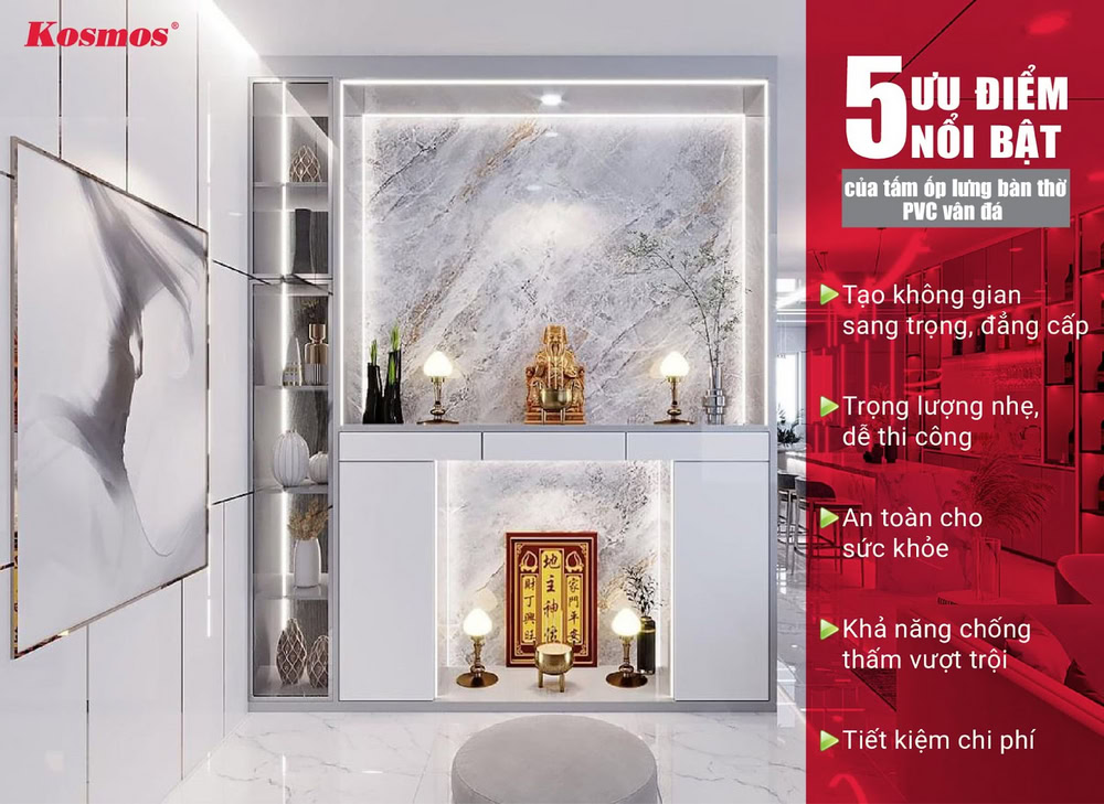 5 ưu điểm vượt trội của tấm ốp lưng bàn thờ PVC vân đá 5 ưu điểm vượt trội của tấm ốp lưng bàn thờ PVC vân đá