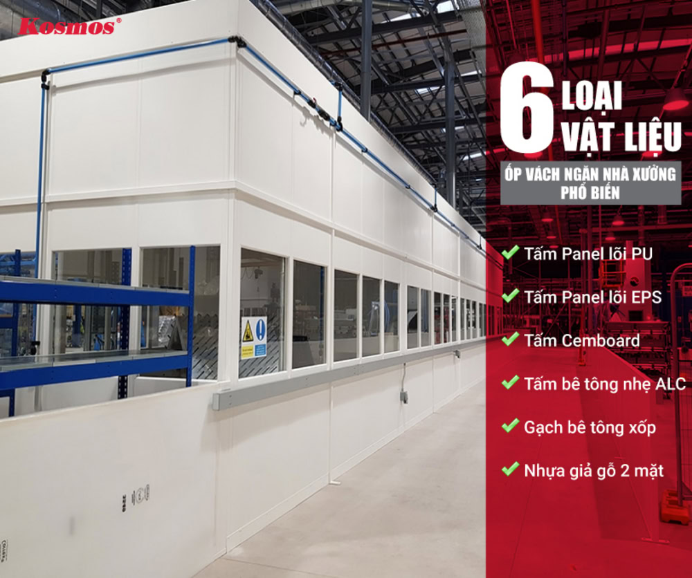 6 loại vật liệu ốp vách ngăn nhà xưởng phổ biến