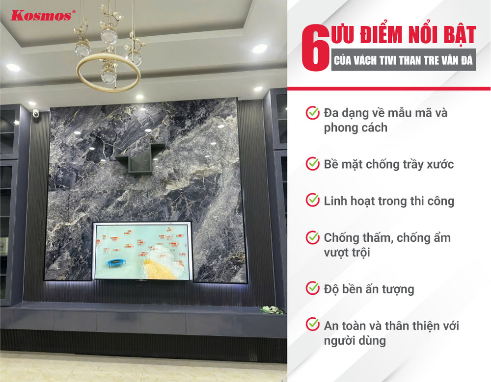 6 lợi ích khi sử dụng vách tivi than tre vân đá
