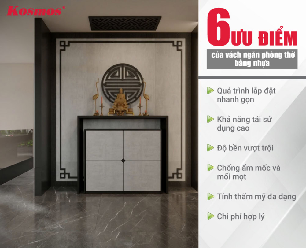 6 ưu điểm vượt trội của vách ngăn bàn thờ bằng nhựa 6 ưu điểm vượt trội của vách ngăn bàn thờ bằng nhựa